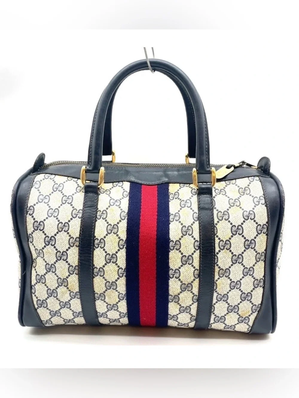 ✨Final Price✨Gucci GG Supreme Sherry Line Navy Mini Boston Bag~AS IS w/callouts - Picture 2 of 16
